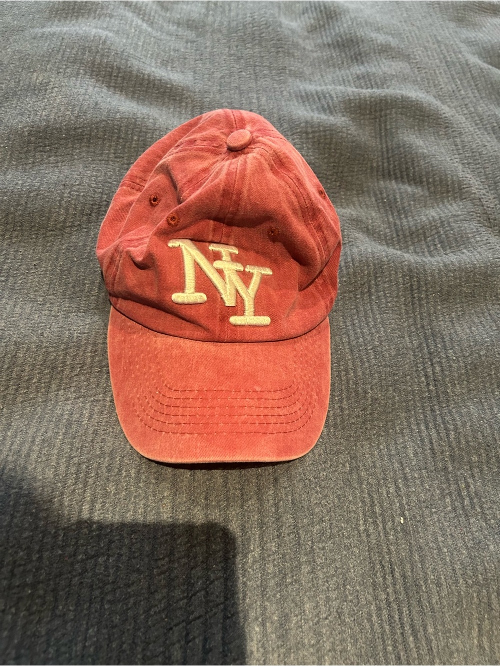47 Brand Burgundy NY Cotton Baseball Cap with Cream Embroidery